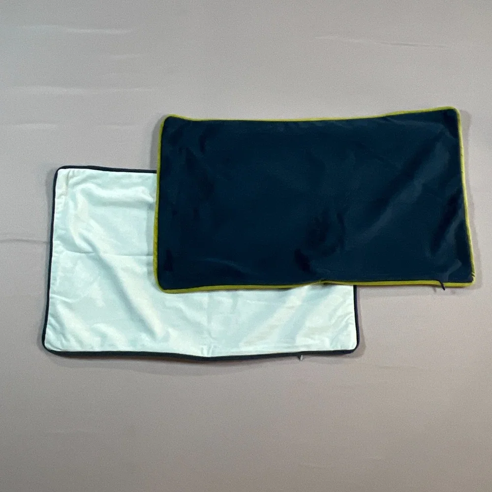 Set Of 2 Monday Moose Velvet Throw Pillow Covers Standard Green Contrast Piping
